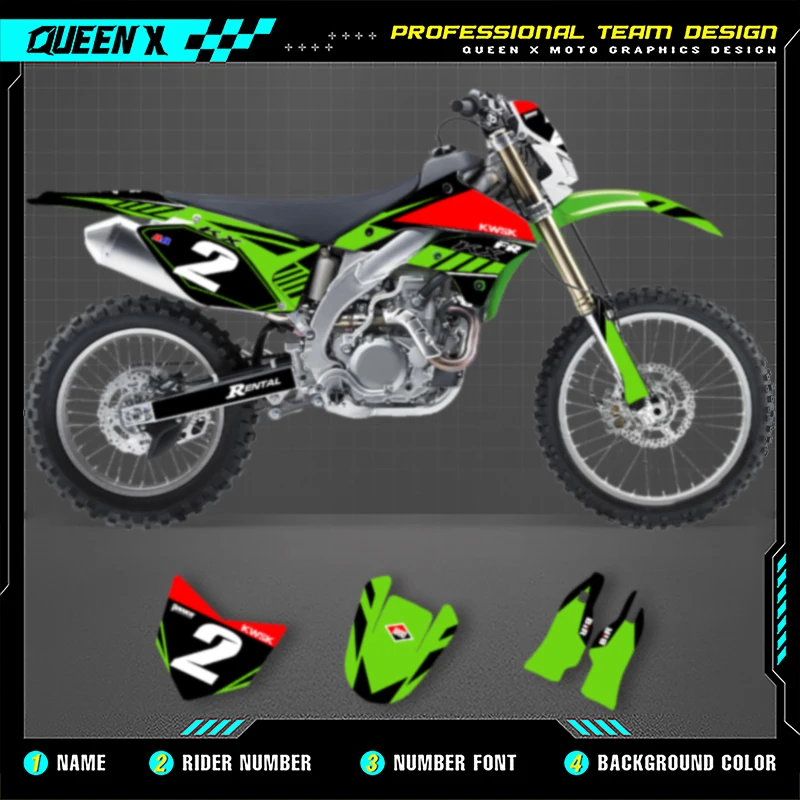 

Queen X MOTOR Motorcycle Graphics Background Decals Stickers Kits For KAWASAKI 2008 2009 2010 2011 2012 2013 KLX450 KX 450 001