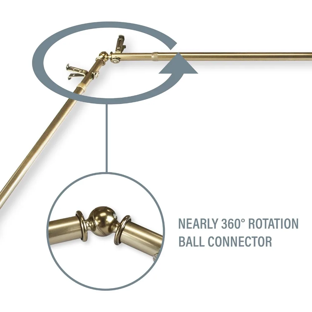 ديكور قضيب A&F - قضيب ستارة نافذة خليجي بأربعة جوانب من Ferero 13/16، قابل للتعديل 28-48 بوصة، لمسة نهائية نحاسية عتيقة