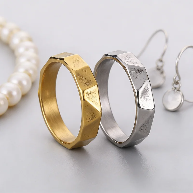 Simple Fashion Geometric Punk Thin Stainless Steel Ring Unisex Wedding Party Jewelry Gift Wholesale