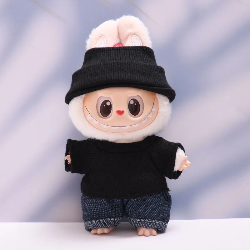

Clothes For Labubu 1st-3rd Gen 15/17cm Dolls Homey Casual Set Cozy Multi Color Knitted T Shirts Shorts With Matching Hats