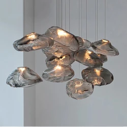 Modern Design Cloud Glass Pendant Light Smoky Grey Art Hanging Lamp Living Room Kitchen Coffee Bar Indoor Decor Fixture