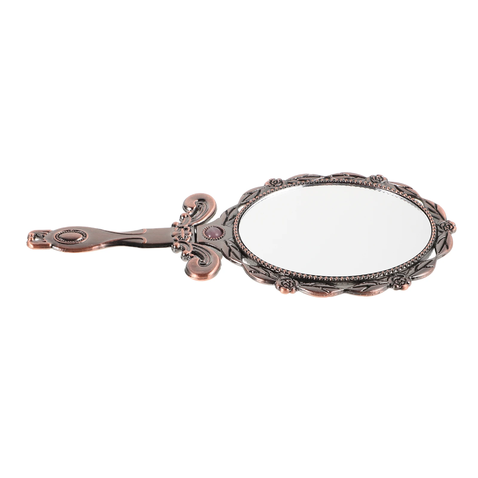 

Retro Hand Mirror Vintage Pink Brown Folding Portable Makeup Travel Vanity Mirrors Sturdy Metal Handle Daily Use Party