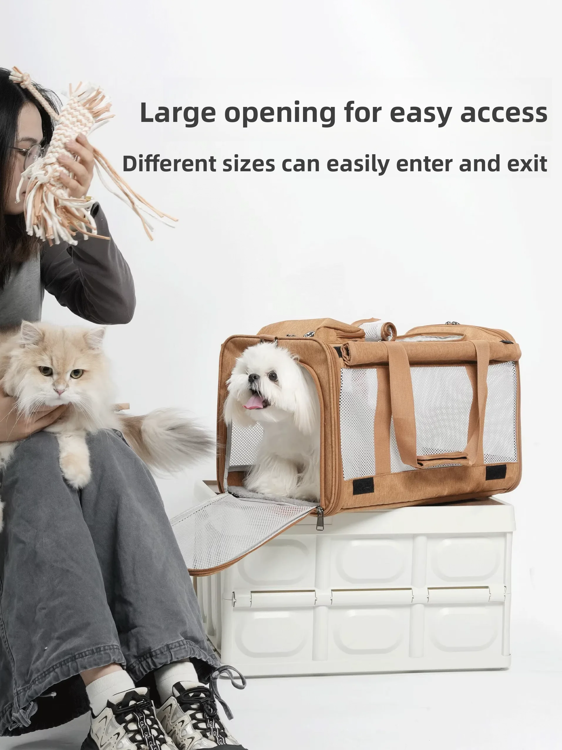 

Большая портативная сумка-переноска для животных на одно плечо, дышащая, для двух котят и щенков