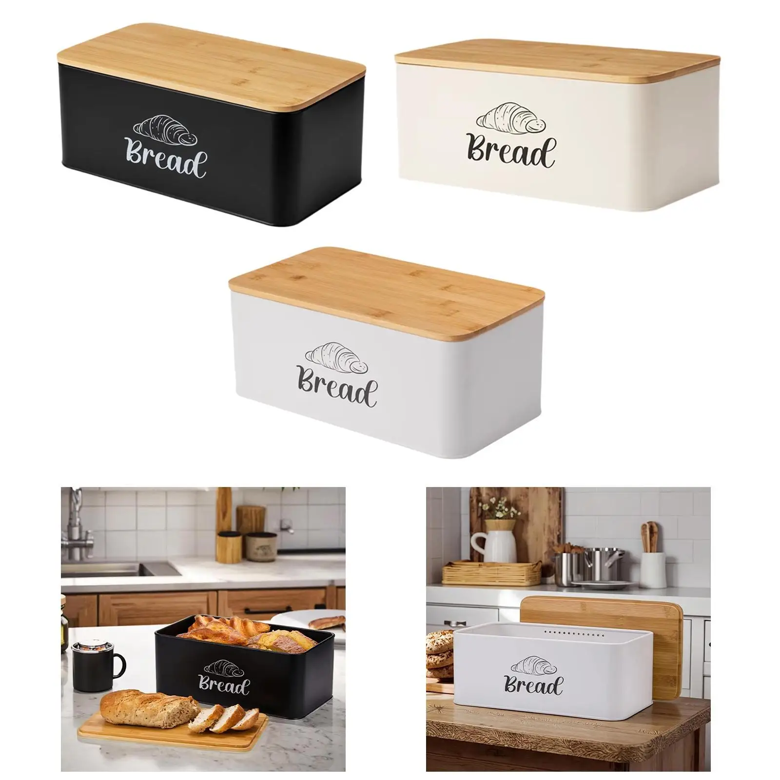 Bread Box for Kitchen Countertop Versatile Gifts Bread Bin with Bamboo Lid for Baked Goods Coffee Shop Pantry Bakery Cookies