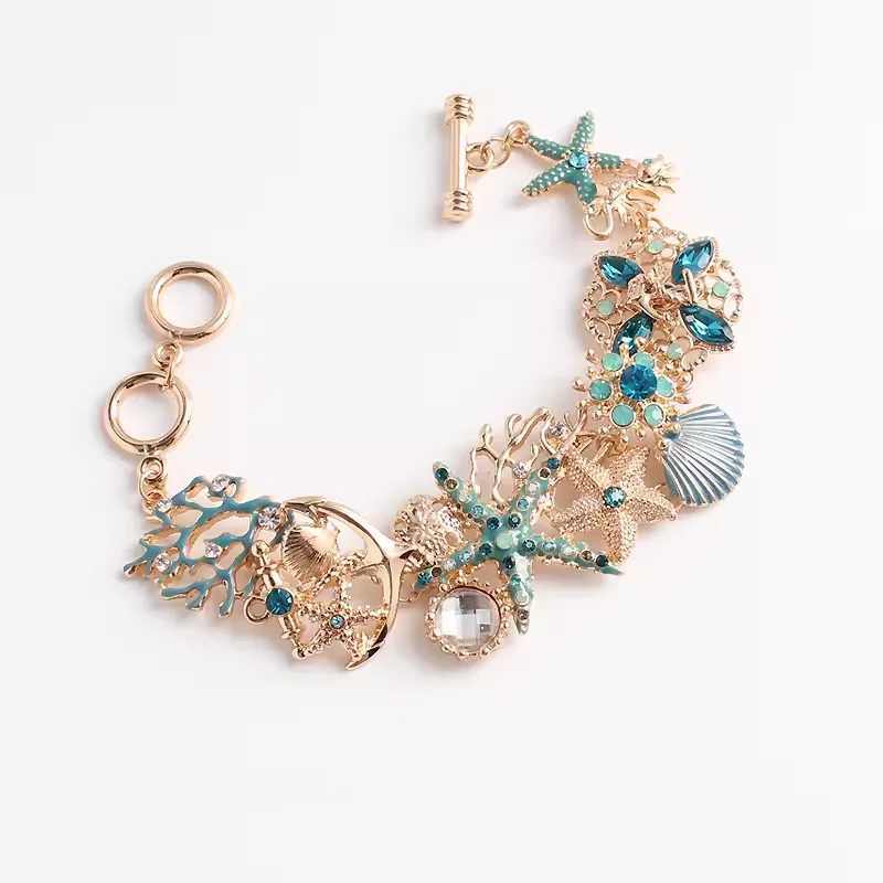 99-каратный европейский и американский экзотический ветер, океан, морская звезда, коралловое озеро, браслет в виде ракушки, якорь, браслет с бриллиантами, богемный браслет для девочек