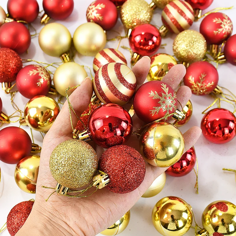 Ornements d'arbre de Noël rouge, boule de Noël, décoration d'intérieur, décoration de Noël, 50 pièces par boîte