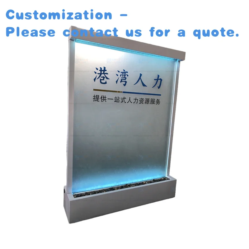 

custom.Custom Company Indoor Waterfall Fountain Floor Standing Glass Wall Garden Ornaments