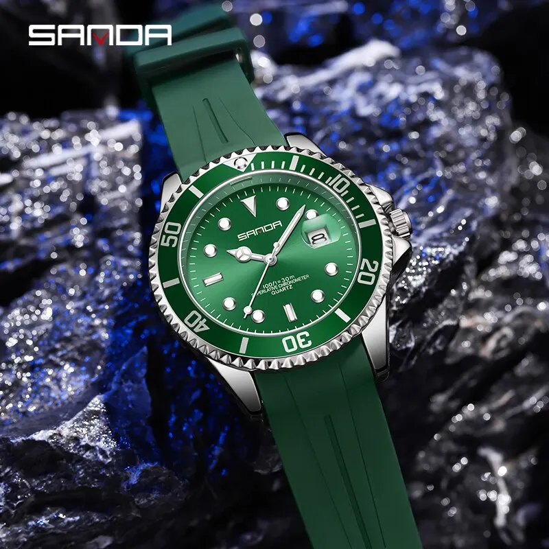 SANDA Hot Sell Men Quatrz Watch Sport Mens Watches Top Brand Luxury Waterproof Silicone Quartz Clock Men Relogio Masculino