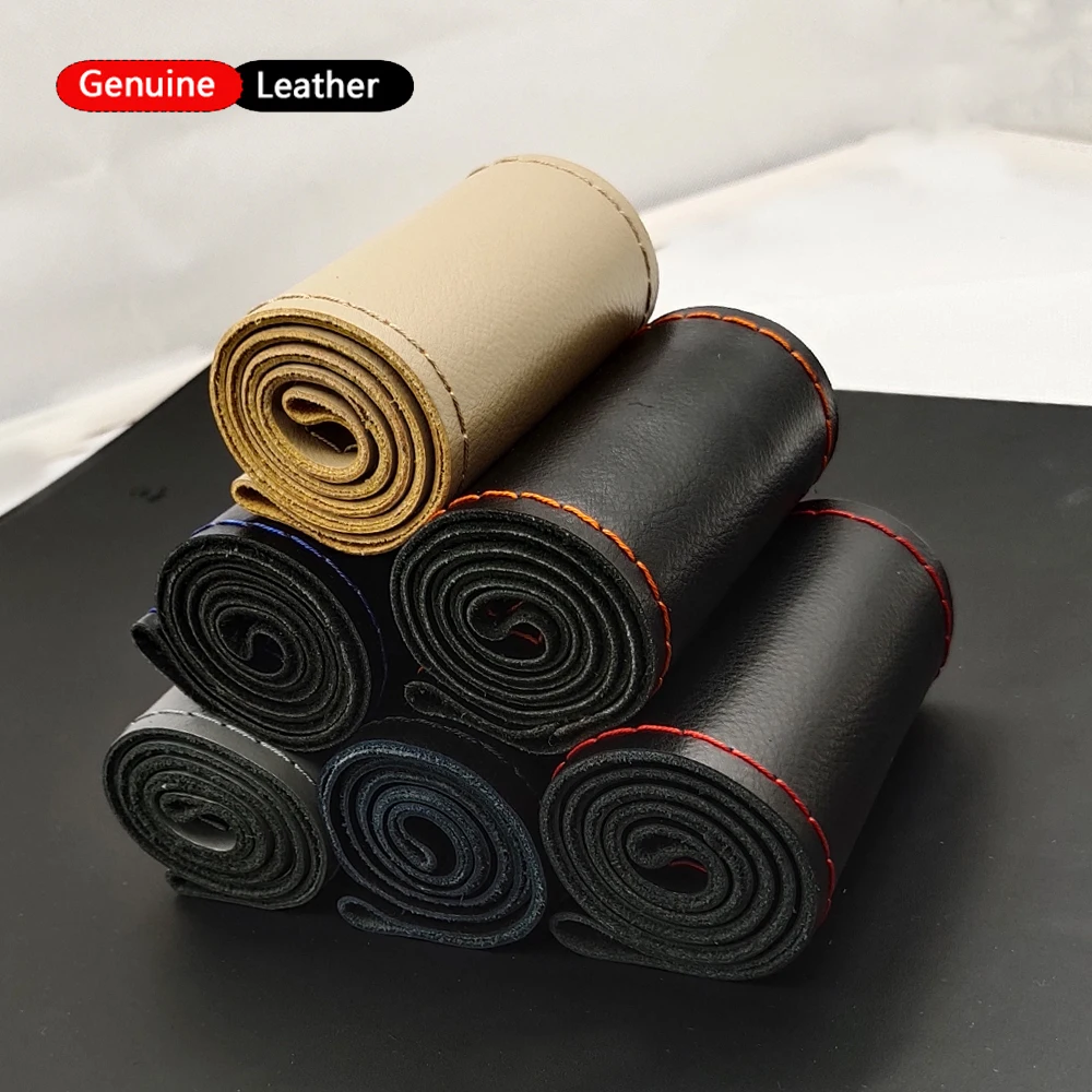 Coprivolante per auto in vera pelle di lusso Design liscio - Custodia intrecciata per volante Universale adatto per SUV per auto Diametro 38 cm