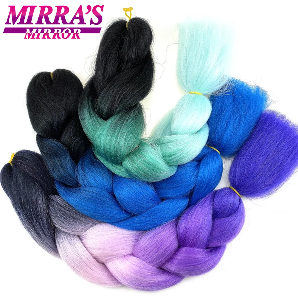 Kinder-Flechthaar, vorgedehnt, Ombre-Jumbo-Zöpfe, synthetisches Flechthaar, Rot, Rosa, Blau, Grau, 61 cm lange Haarverlängerungen für Frauen – Detail 17