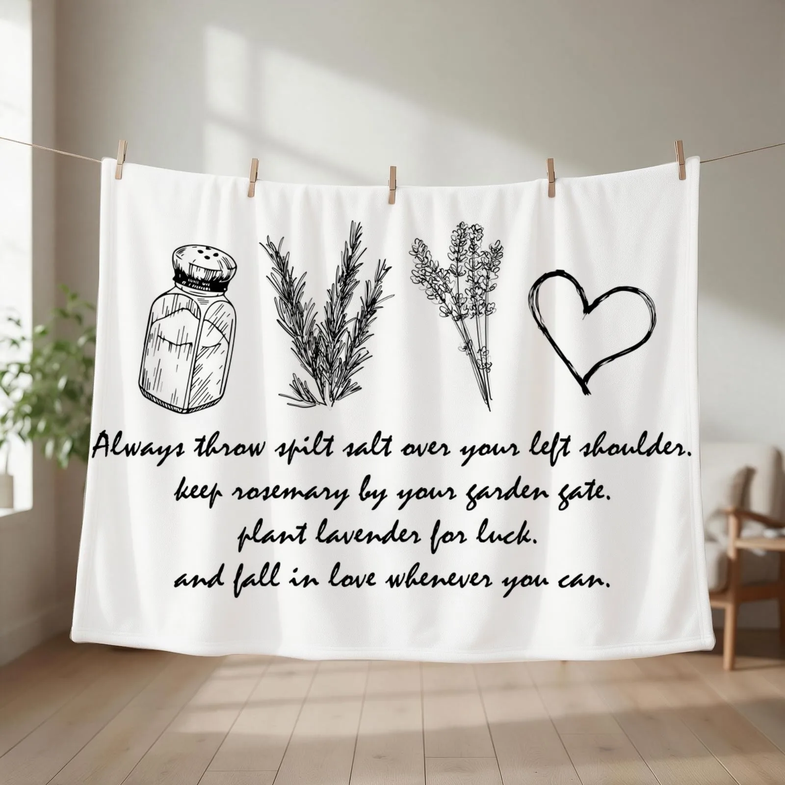 Practical Magic,Salt, Rosemary, Lavender & Love- motivating saying tee Throw Blanket Heavy sofa bed Blankets