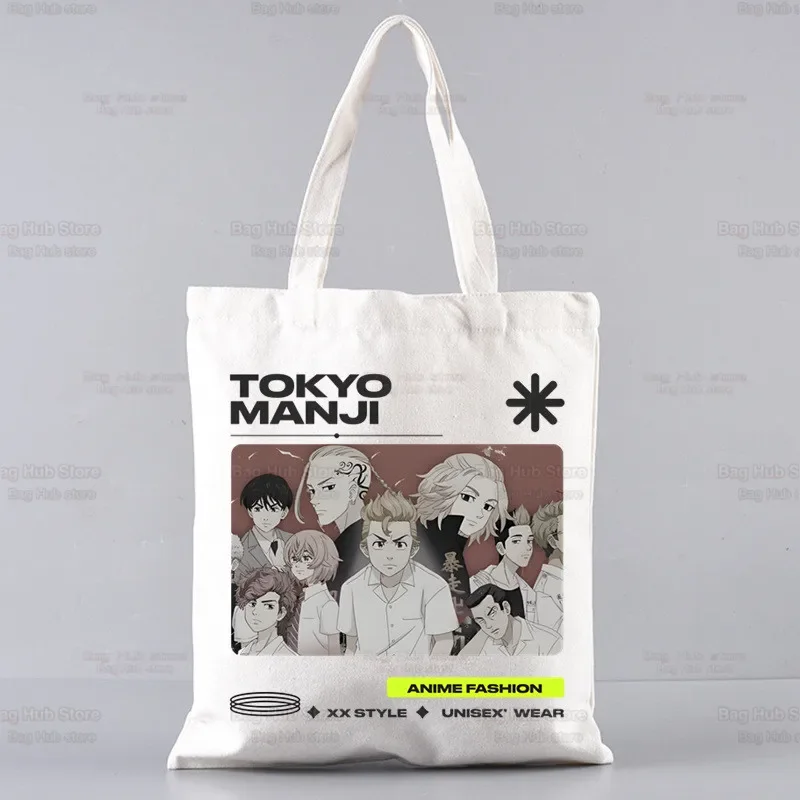 Tokyo Revengers Sano Manjiro Hinata Anime Handbags Cloth Canvas Tote Bag Shopping Women Eco Shoulder Shopper Bags Bolsas De Tela