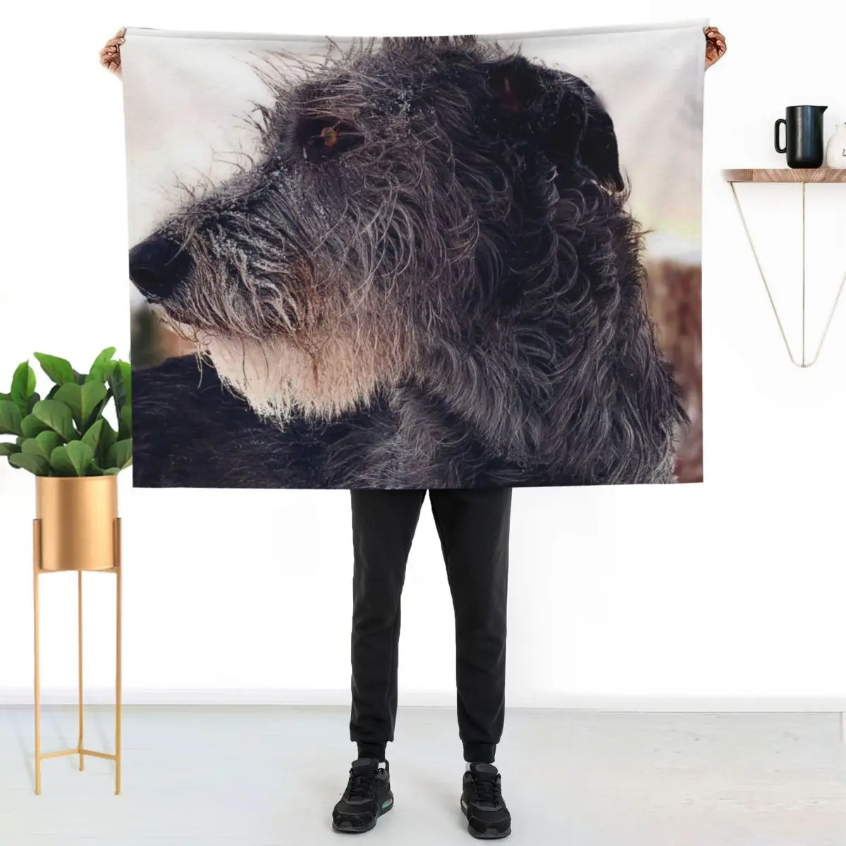 Winter Wolfhound Throw Blanket sofa bed anime Hairys Blankets Sofas Of Decoration Furry Soft Plaid Blankets