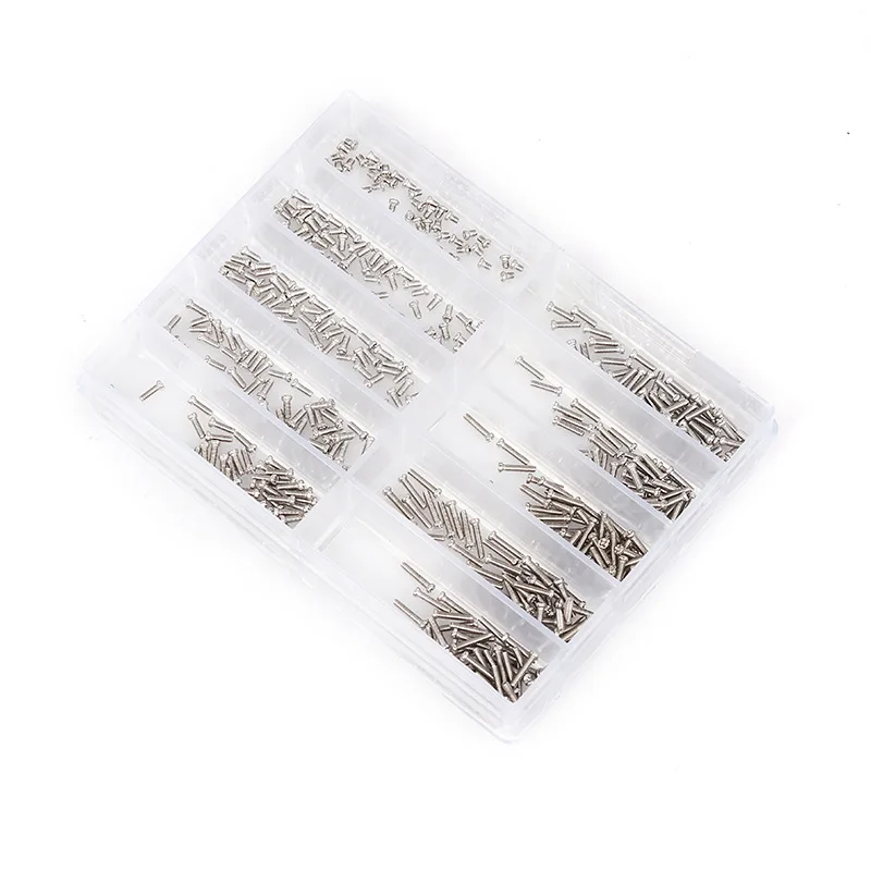 مجموعة متنوعة من البراغي الخلفية لعلبة الساعة - أدوات وإكسسوارات إصلاح ساعة متقاطعة/رأس فيليبس من الفولاذ المقاوم للصدأ - متعددة المقاسات لـ Wa