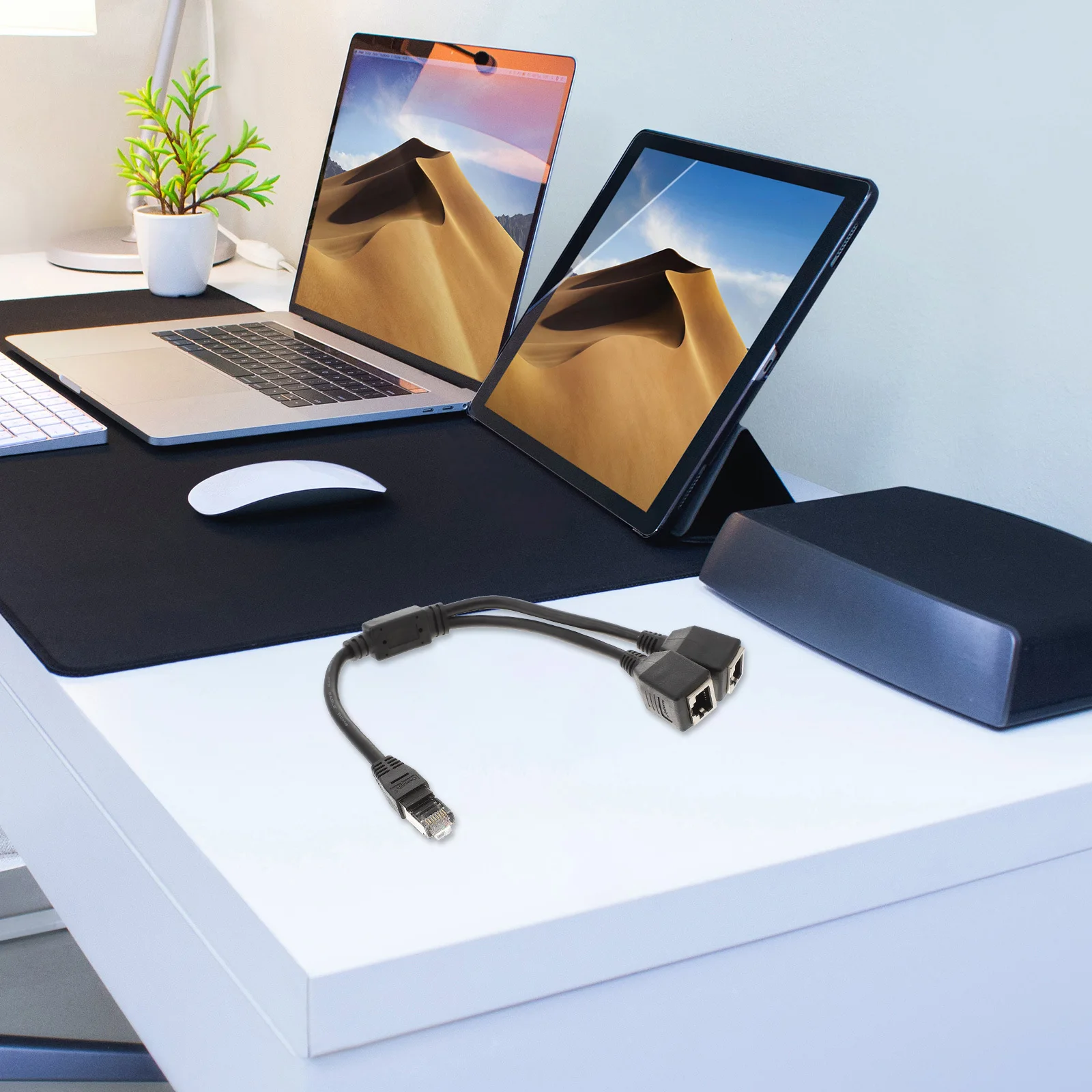 

1Pcs Network Adapter Cable with 8-Pin Gold-Plated Core High Speed Lan Splitter for Rj45 Ethernet Extension Black