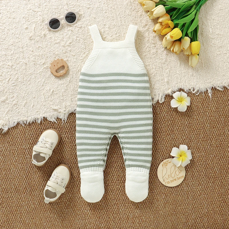 Newborn Rompers Sleeveless Knit Baby Boy Girl Stripe Jumpsuits Outfits One Piece Outwear Infant & Toddler Overalls 0-18m Clothes