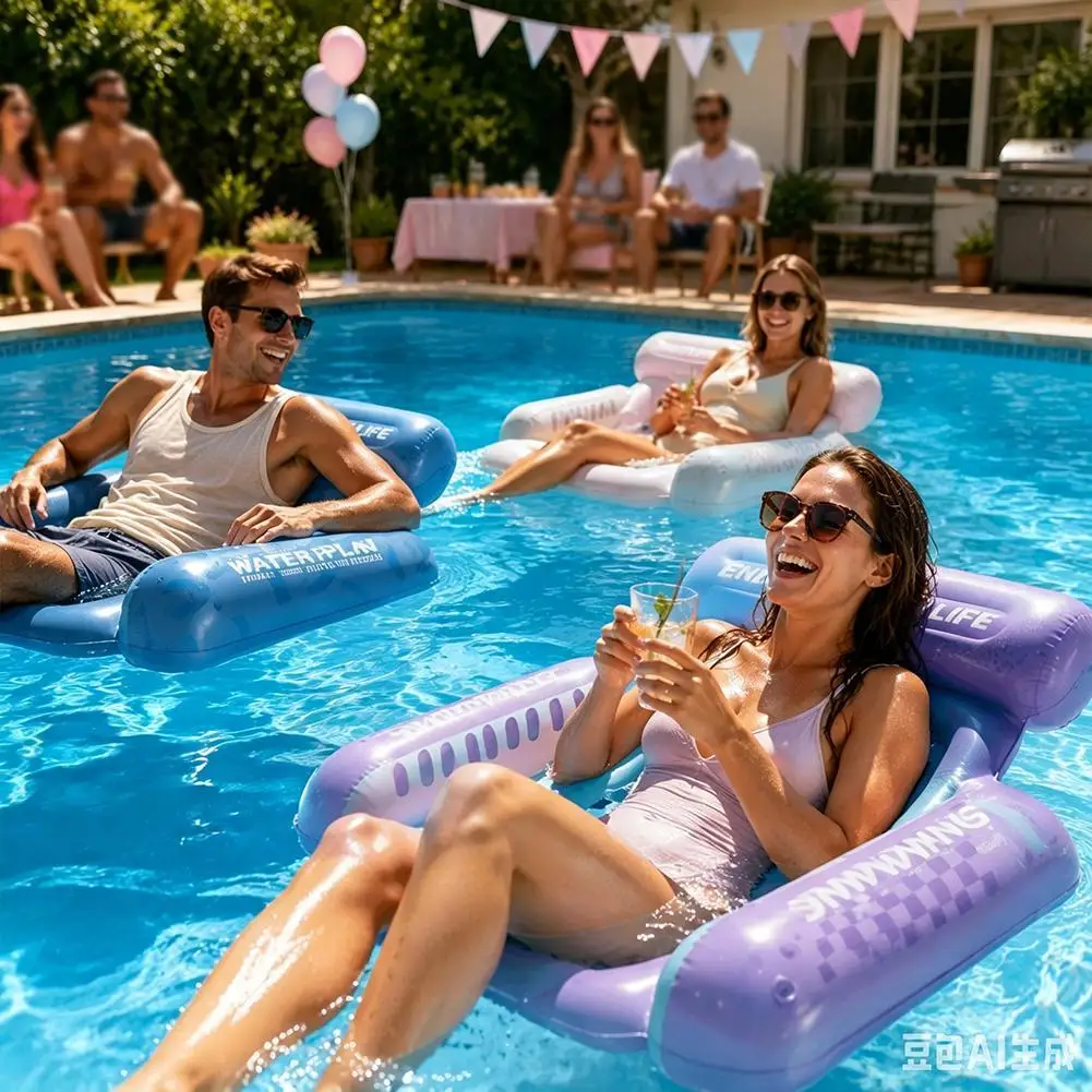 Multi Function Inflatable Swimming Pool Float Lounger Water Hammock Air Mattresses Bed for Beach Water Sports Party Supply 1PCS - view 4