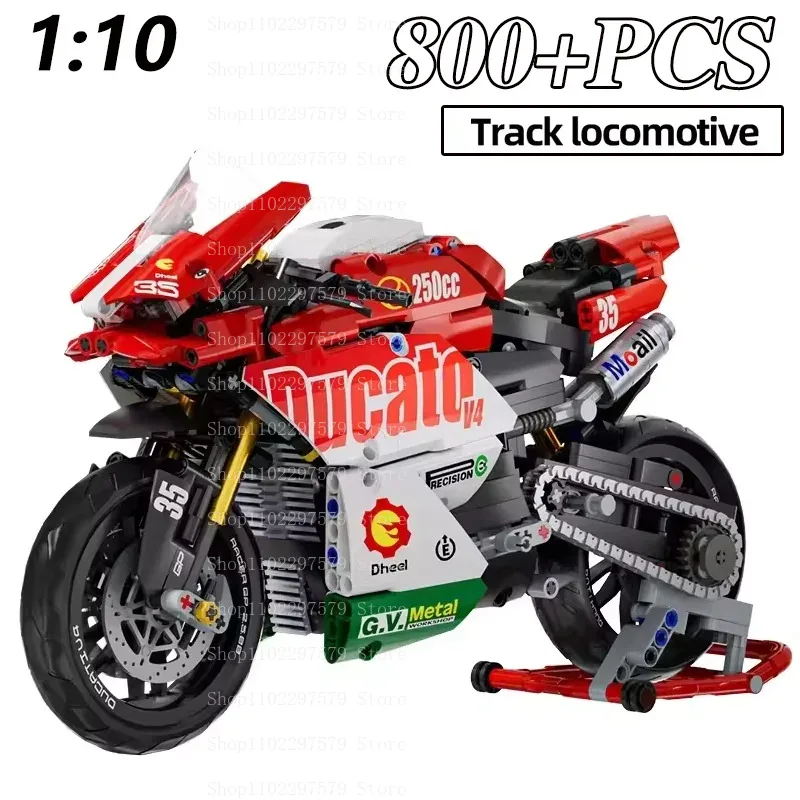 

1:10 Racer Motorcycle Building Blocks Set 800+ Pieces DIY Motorbike Model Toy For Boys Kids Adults Christmas Halloween Collector