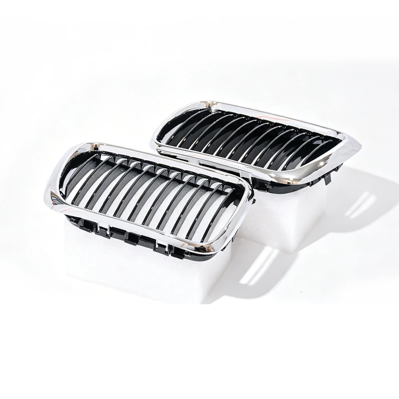 Chrome/ Black Single/Double Slat Kidney Grille for BMW E36 3-Series LCI 1997-1999 Grill 316 318 320 Thickened view 3
