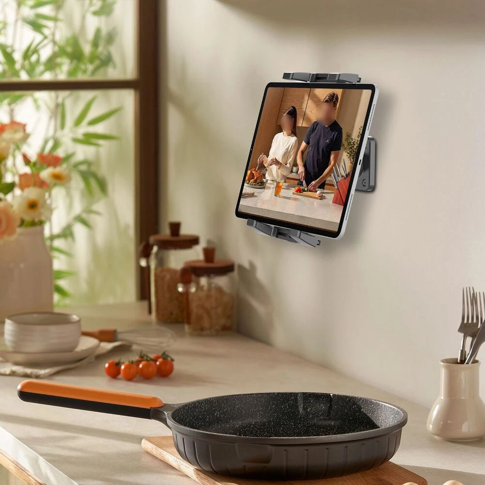 360 Degree Swivel Wall Mount Holder Compatible with For 5 to 1For 5 Inch Tablets and Smartphones Black ABS Build
