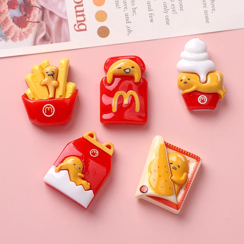 

100pcs Kawaii Cartoon Bread French Fries Flatback Resin Cabochon SImulation Fake Food Scrapbooking Phone Decorative DIY Crafts