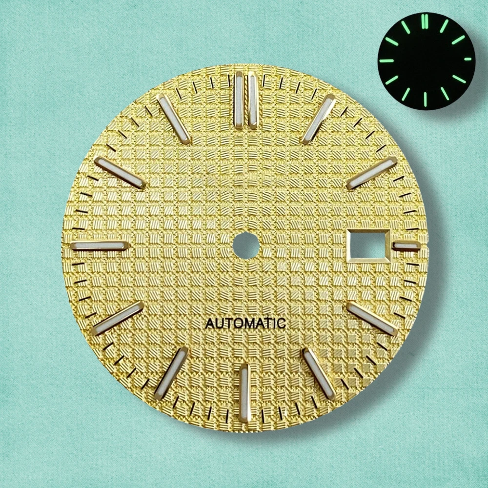 31.8 مللي متر S شعار البلوط الهاتفي صالح NH35 الحركة التلقائية الأخضر مضيئة ساعة عالية الجودة تعديل الملحقات #5