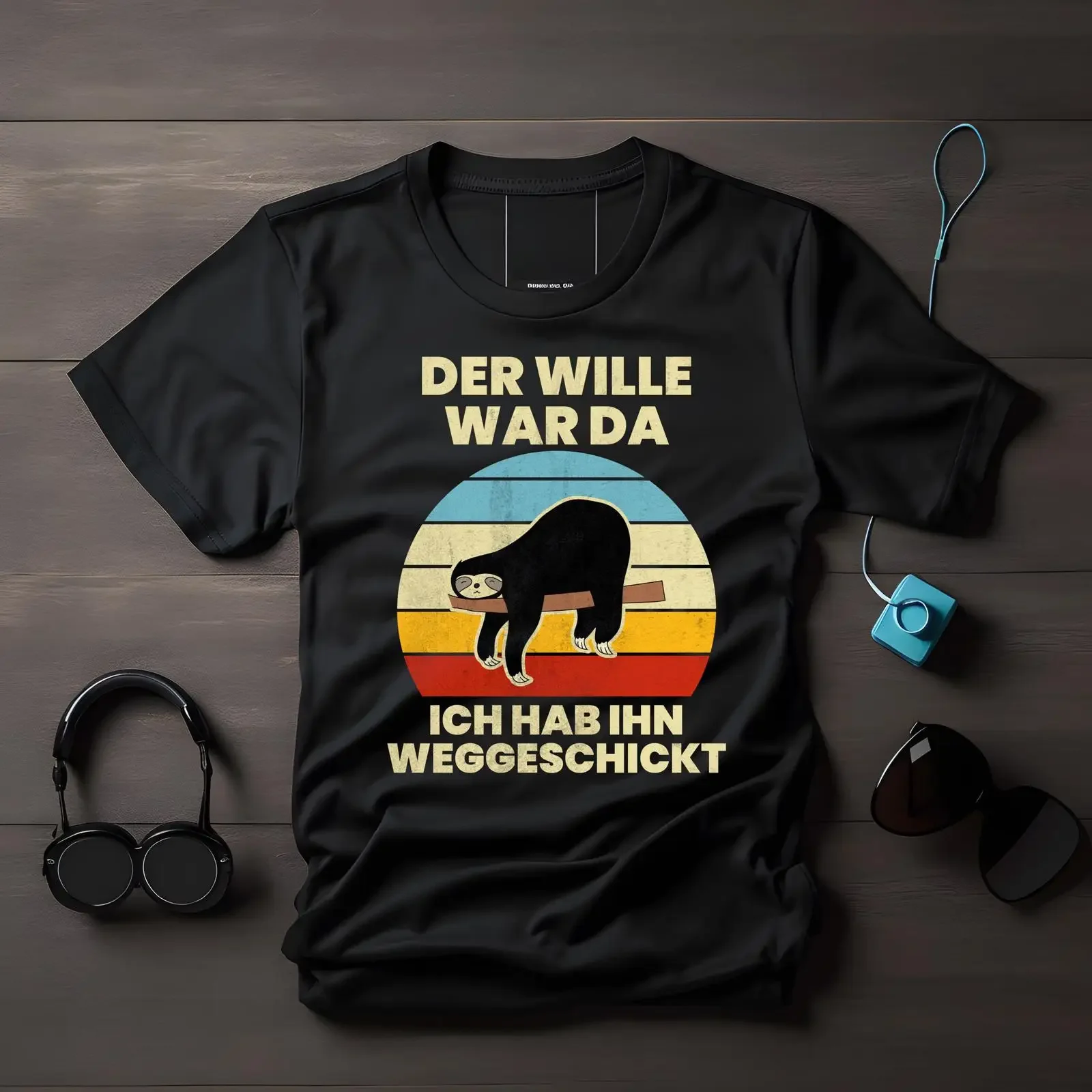The Will Was There I Sent It Away Funny Sloth Design Lazybones Quote Relaxation T Shirt for Chillers vintage Washed Soft