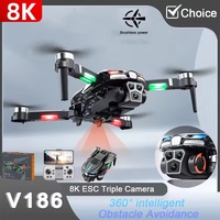 V186 GPS RC Drone 8K Professional HD Dual Camera 5G Wifi Photography Brushless Foldable 360° Obstacle Avoidanc Quadcopter Toys