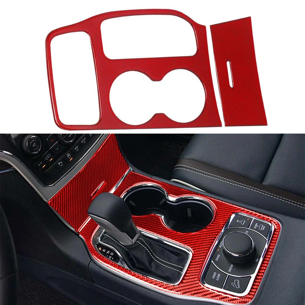 

Car Gear Shift Panel Decoration Cover Trim for Jeep Grand Cherokee 2016 2017 2018 2019 2020 Inner Accessories Real Carbon Fiber