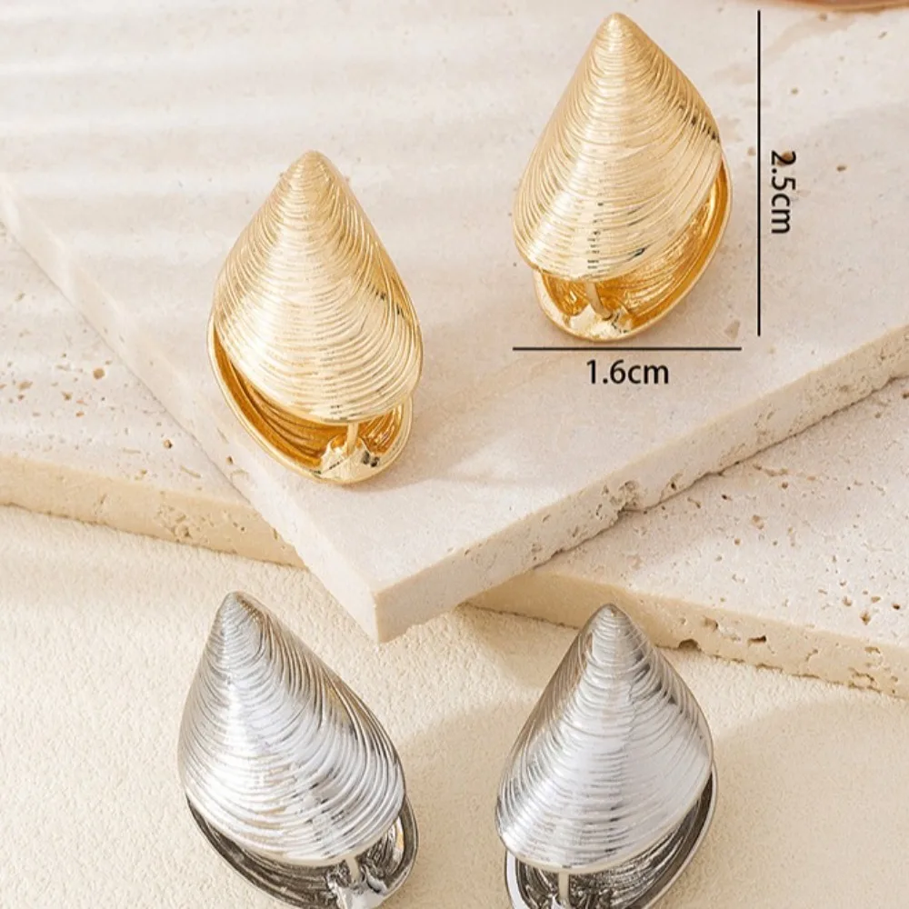 Fashion Vintage Shell Thread Earrings Punk Shell Shell Pattern Ear Buckle Irregular Shell Grain Earrings