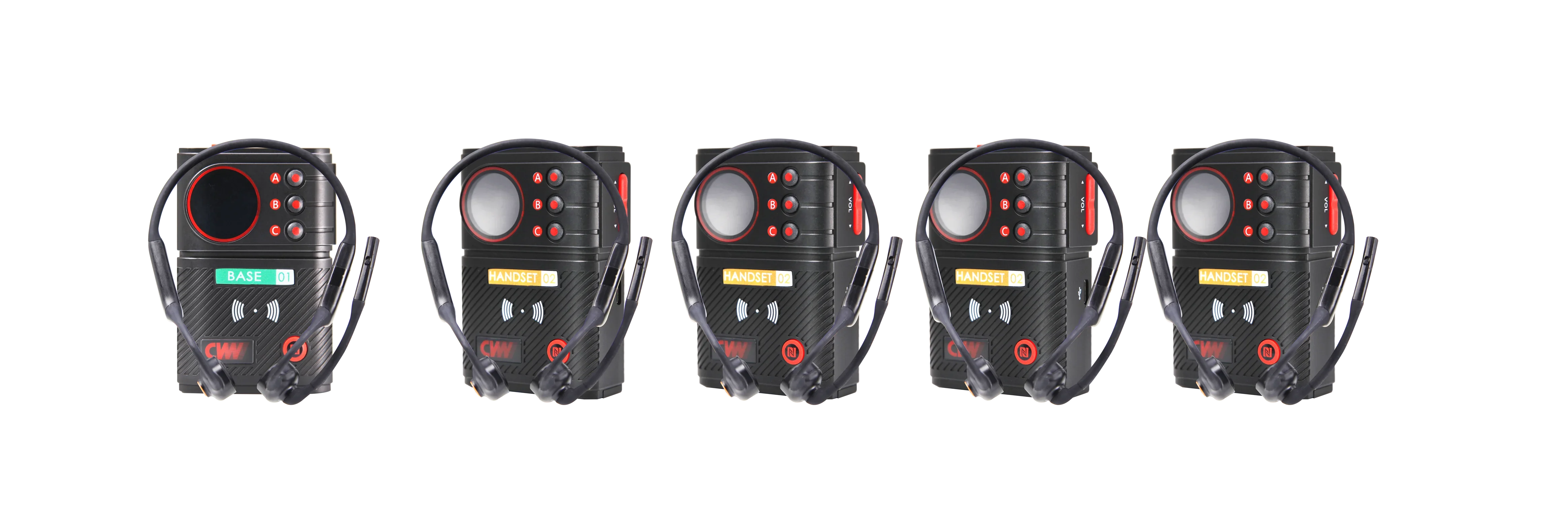 Duplex Wireless Intercom 1 Host mit 4 Headsets bis zu 7 Headsets CVW Teamcom Wireless Group Intercom System