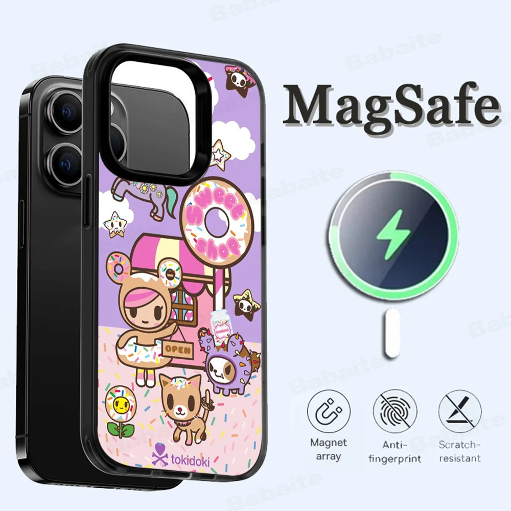 Japan T-Tokidokis Phone Case Magesafe Magnetic Wireless Charge Case For IPhone 16 11 12 13 14 15 Pro Max Plus Mini