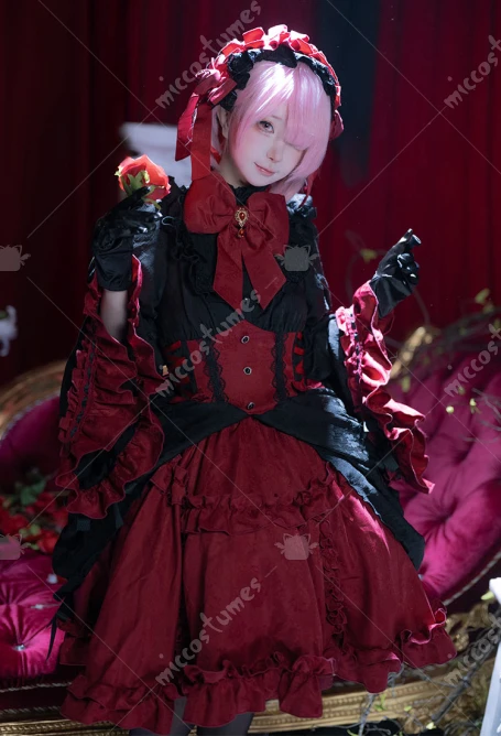 Miccostumes Women's Ram Lolita Cosplay Costume Gothic Black and Red Halloween Lolita Dress Cosplay Costume Dress view 6
