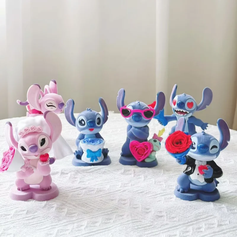 

Dishini Stitch Sweet And Cool Adventure Eternal Flower Series Mysterious Blind Box Angel Ornaments Toy Model Surprise Box Gift