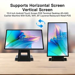 15.6 Inch Android POS Terminal Touch Screen Desktop 4G+64G Cashier Machine RJ45 WiFi BT Loyverse for Restaurant Retail