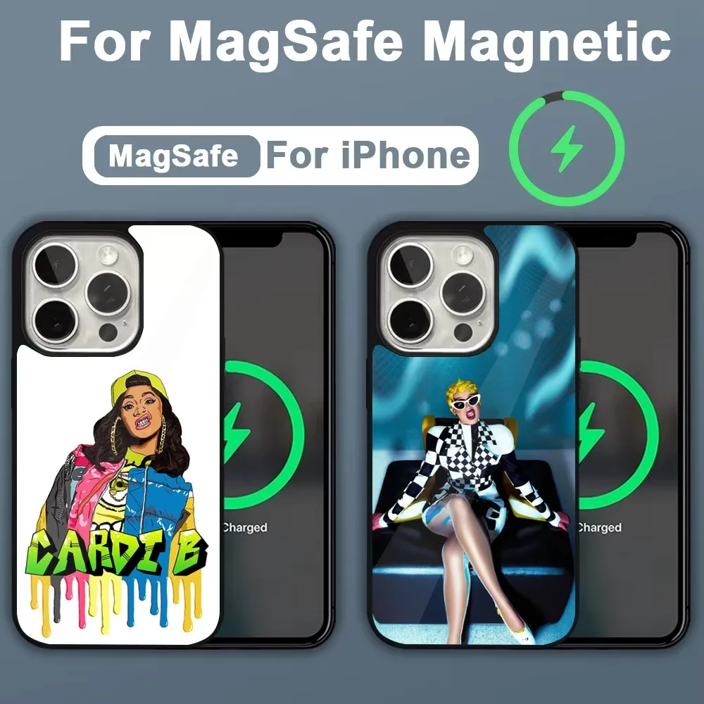 Singer C-Cardi B Phone Case For iPhone 16,15,14,13,12,11,Plus,Pro,Max,Mini Magsafe Magnetic Wireless Charging