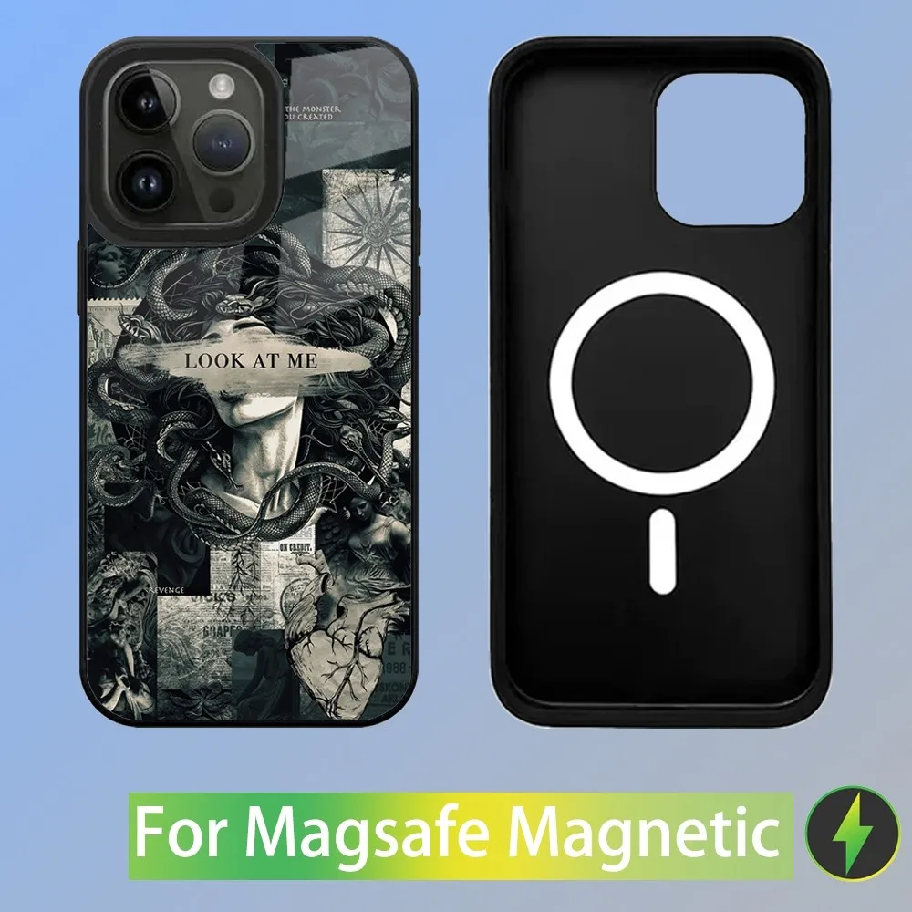 Ancient Greek Mythology Medusa Phone Case For iPhone 16,15,14,13,12,11,Plus,Pro,Max Mini Magsafe Magnetic Wireless Charging