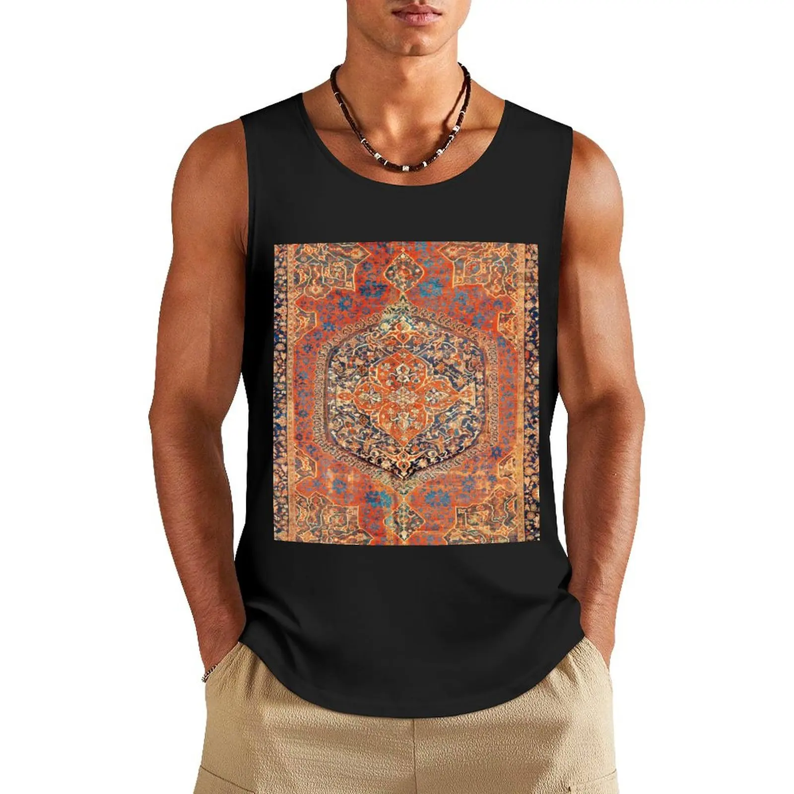 

17th Century Turkish Carpet Print Tank Top Men's sleeveless t-shirt clothes for men basketball sleeveless