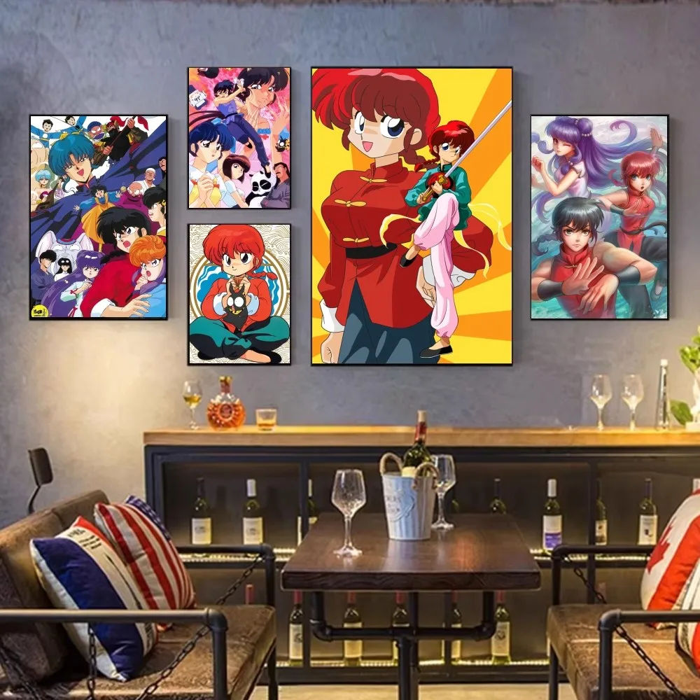 Ranma 1 2 Anime  Poster Fancy Wall Sticker for Living Room Bar Vintage Decorative Painting Middle