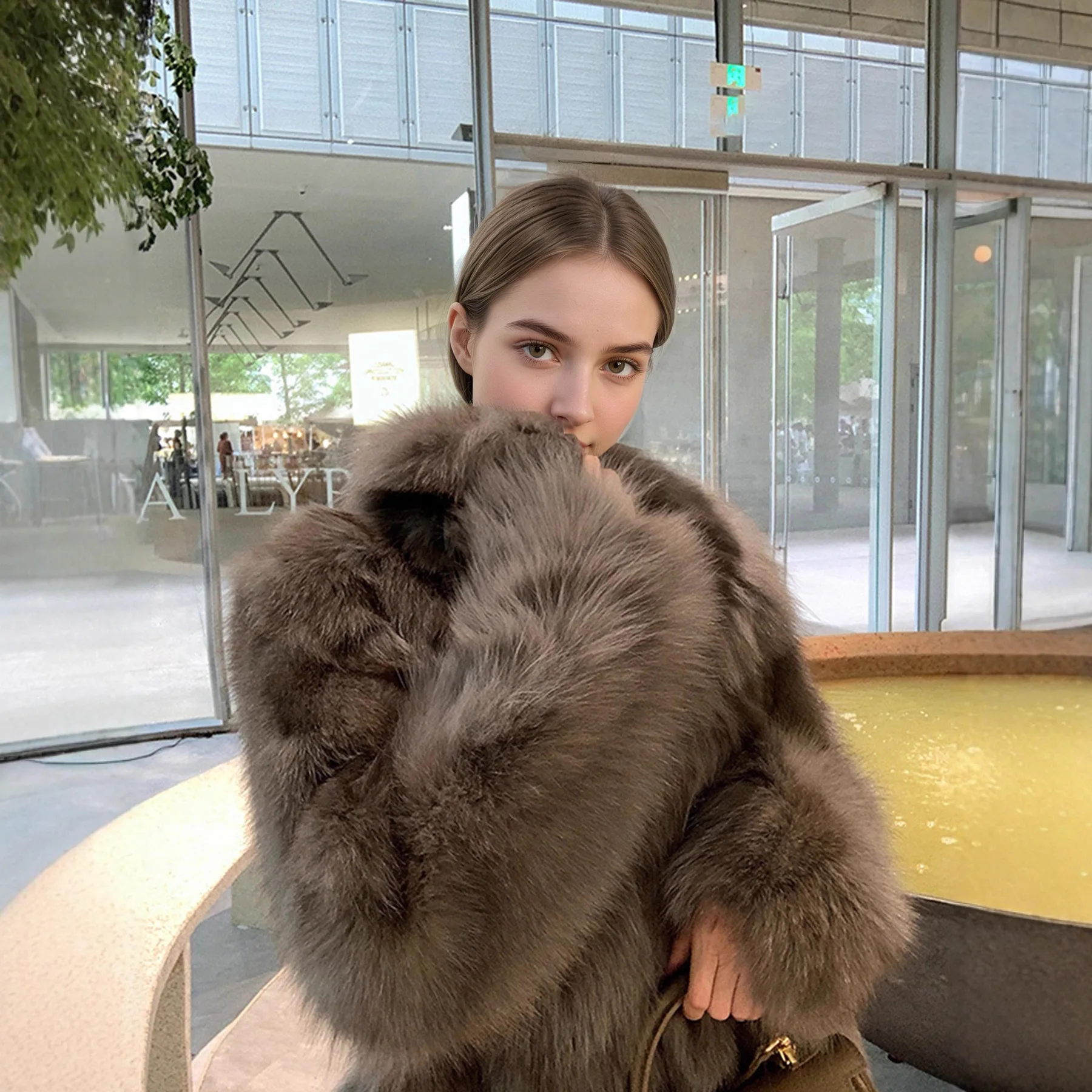 Women Faux Fox Fur Coats Solid Thick Jackets Turndown Collar Long Sleeve Covered Button Loose Elegant Casual 2025 Autumn Winter