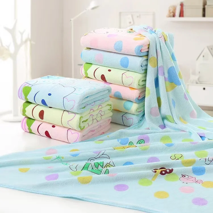 70*140cm Cartoon Bear Microfiber Bath Towel Large Quick Drying Soft Baby Kids Absorbent Wrap Cute Kawaii Women Beach Towels New