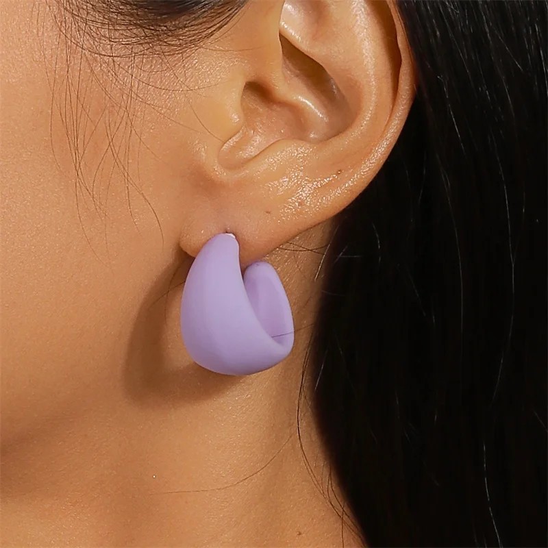 Aihua koreanische bunte Acryl klobige runde Creolen für Frauen einfache geometrische Harz Ohrringe Aussage Schmuck Geschenke – Detail 5