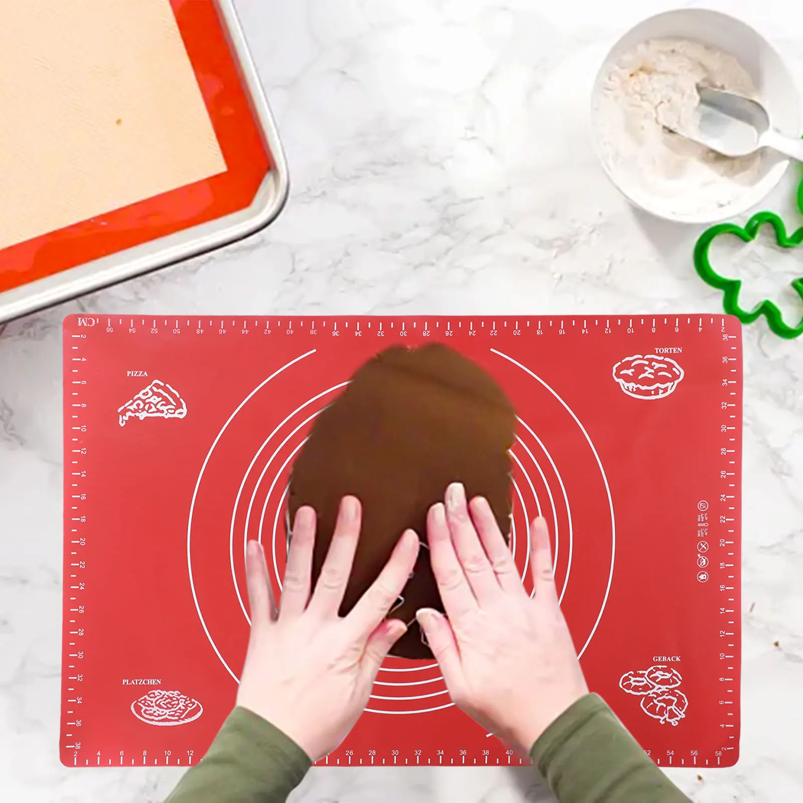 

Baking Mat60x40CM Silicone Non-Slip Mat Dough Bread Kneading Pad Fondant Mat With Measurements Kitchen Bakeware Tools