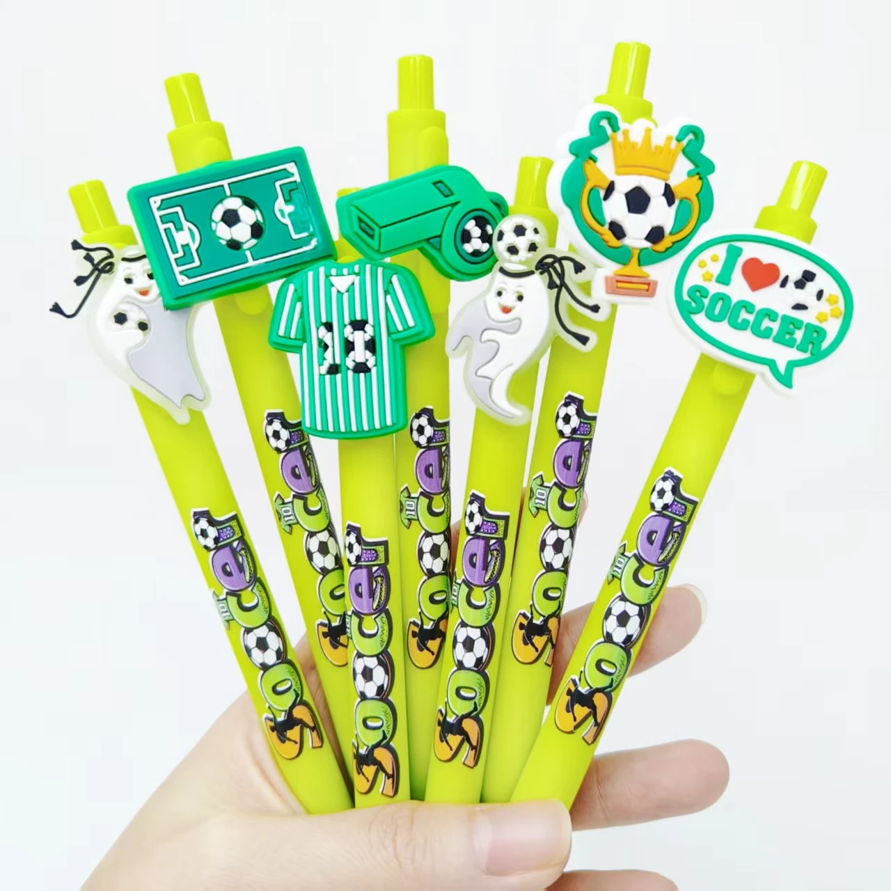 

9pcs/13pcs football match activity patch ballpoint pen fluorescent yellow stationery pen.