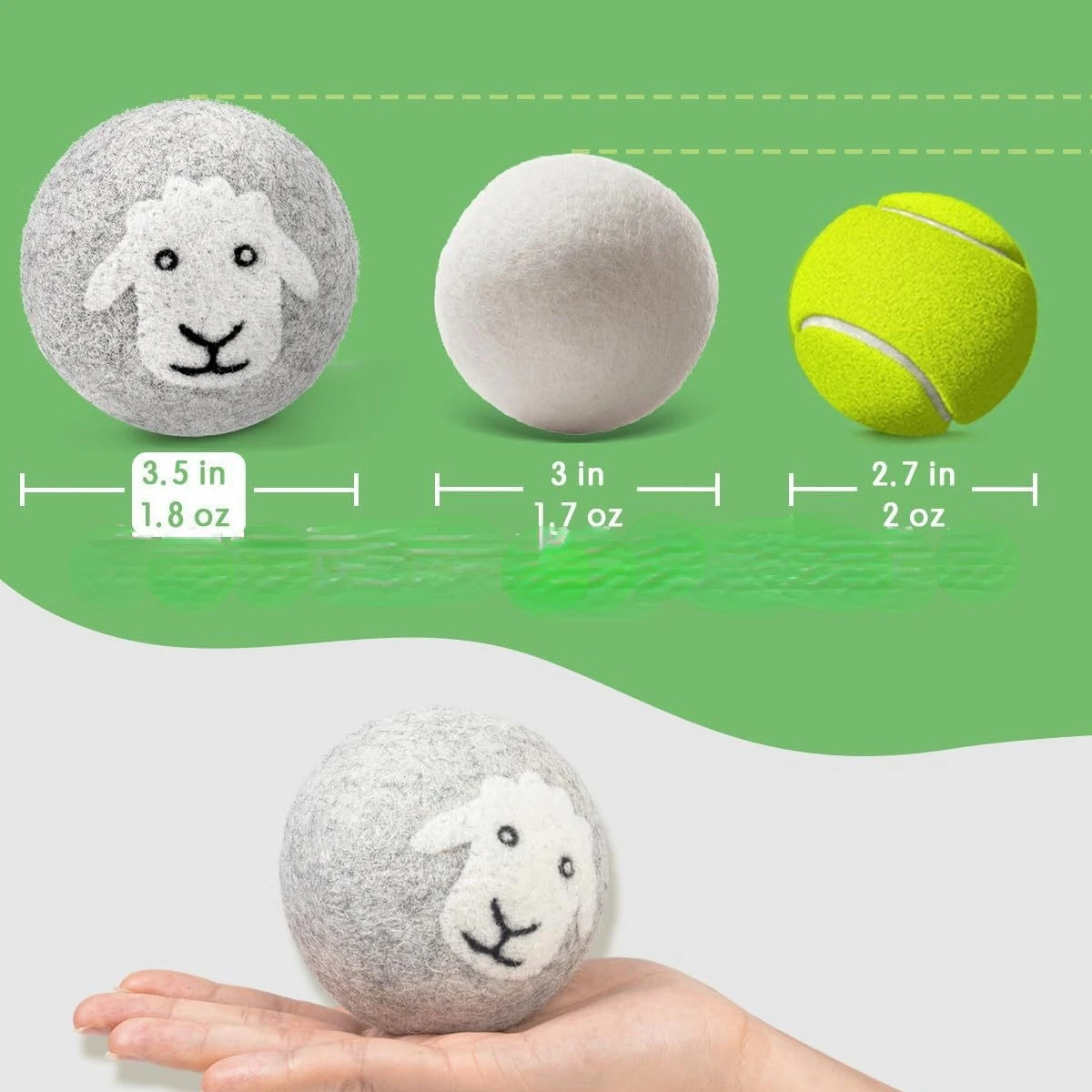 3/6PCS Wool Laundry Dryer Balls Household Practical 7cm Plus Washing Balls Fabric Virgin Softener Reusable Wool Dryer Balls