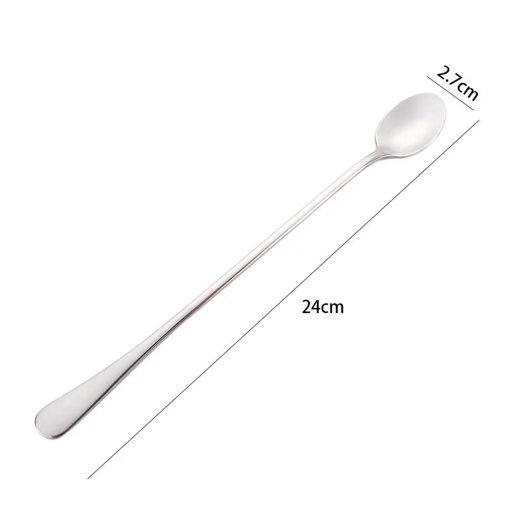 24cm Mixing Stainless Steel Home Kitchen Tools Long Handle Spoon Ice Cream Spoon Coffee Spoon Teaspoons view 6
