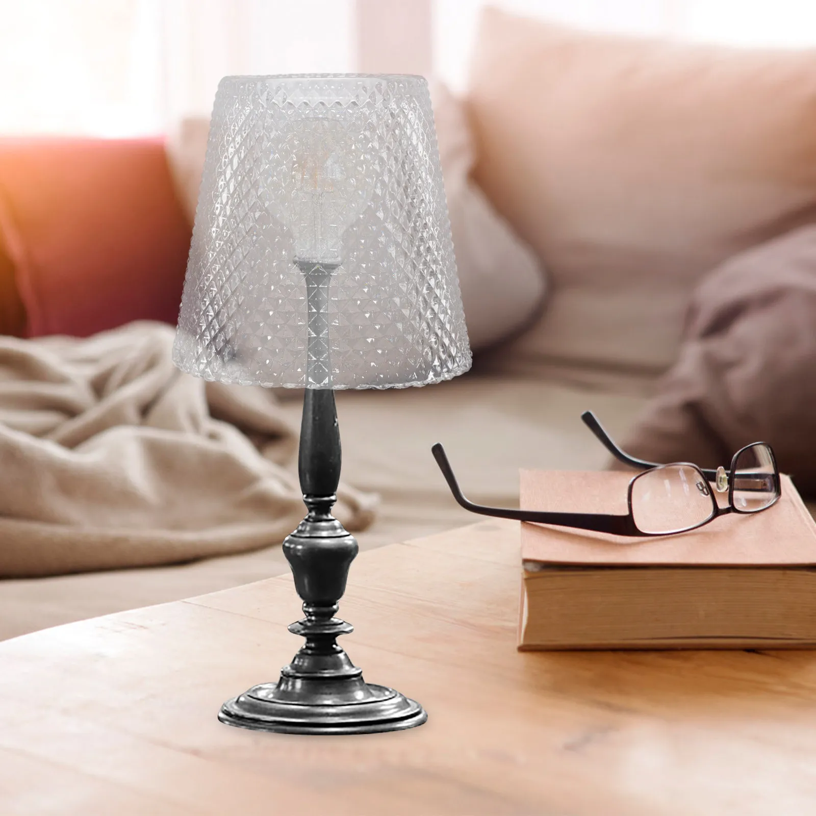 Glass Pendant Light Shade Hanging Lamp Shade Transparent Replacement Lampshade Light Bulb Cage Decoration for Home Lighting