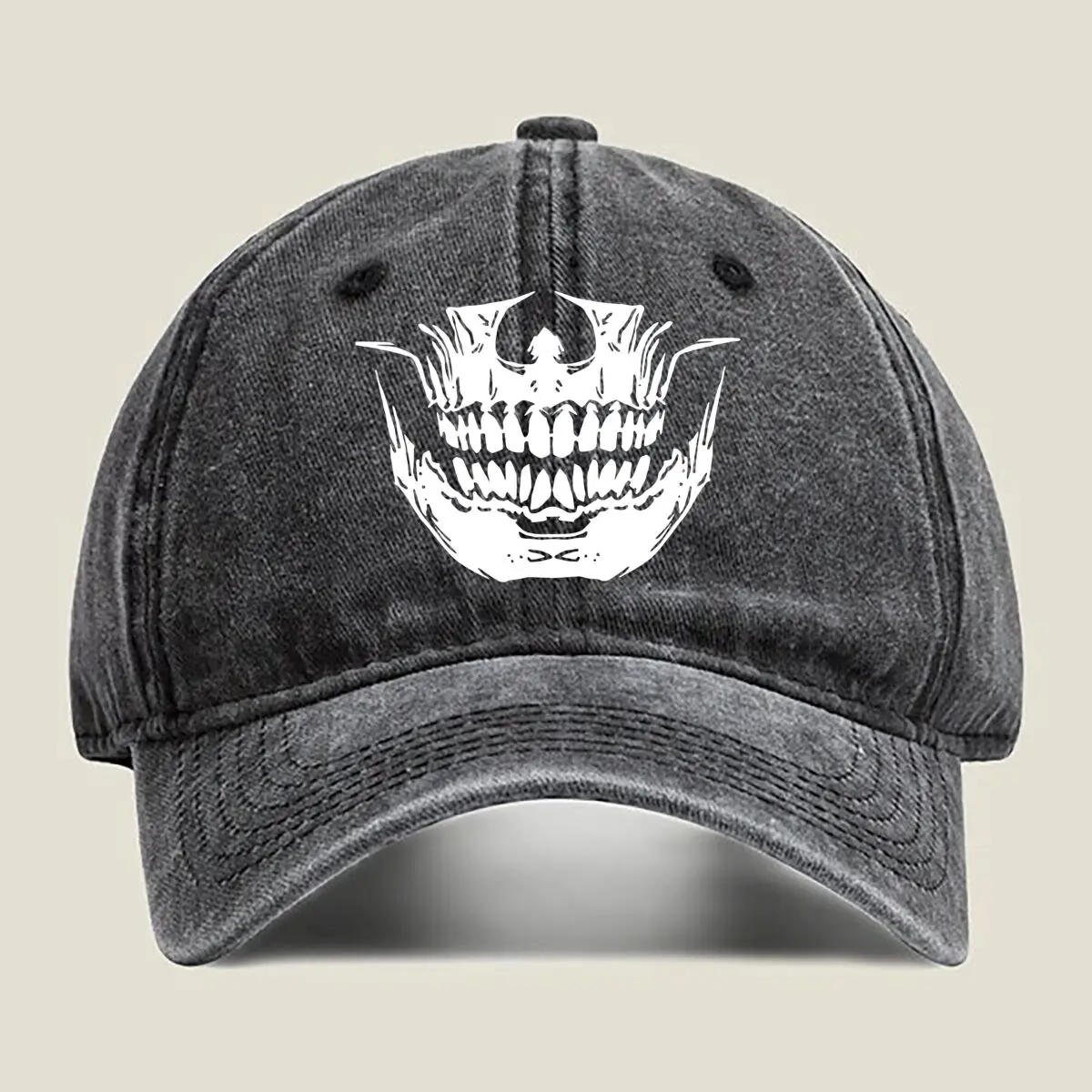 

Skull Design Horror Art Washed Baseball Cap