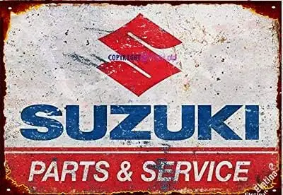 New Retro Metal Tin Sign|Suzuki Parts and Service Vintage Sign Sign|Home Club Bar Man Cave Garage Farm Wall Decorative Metal tin