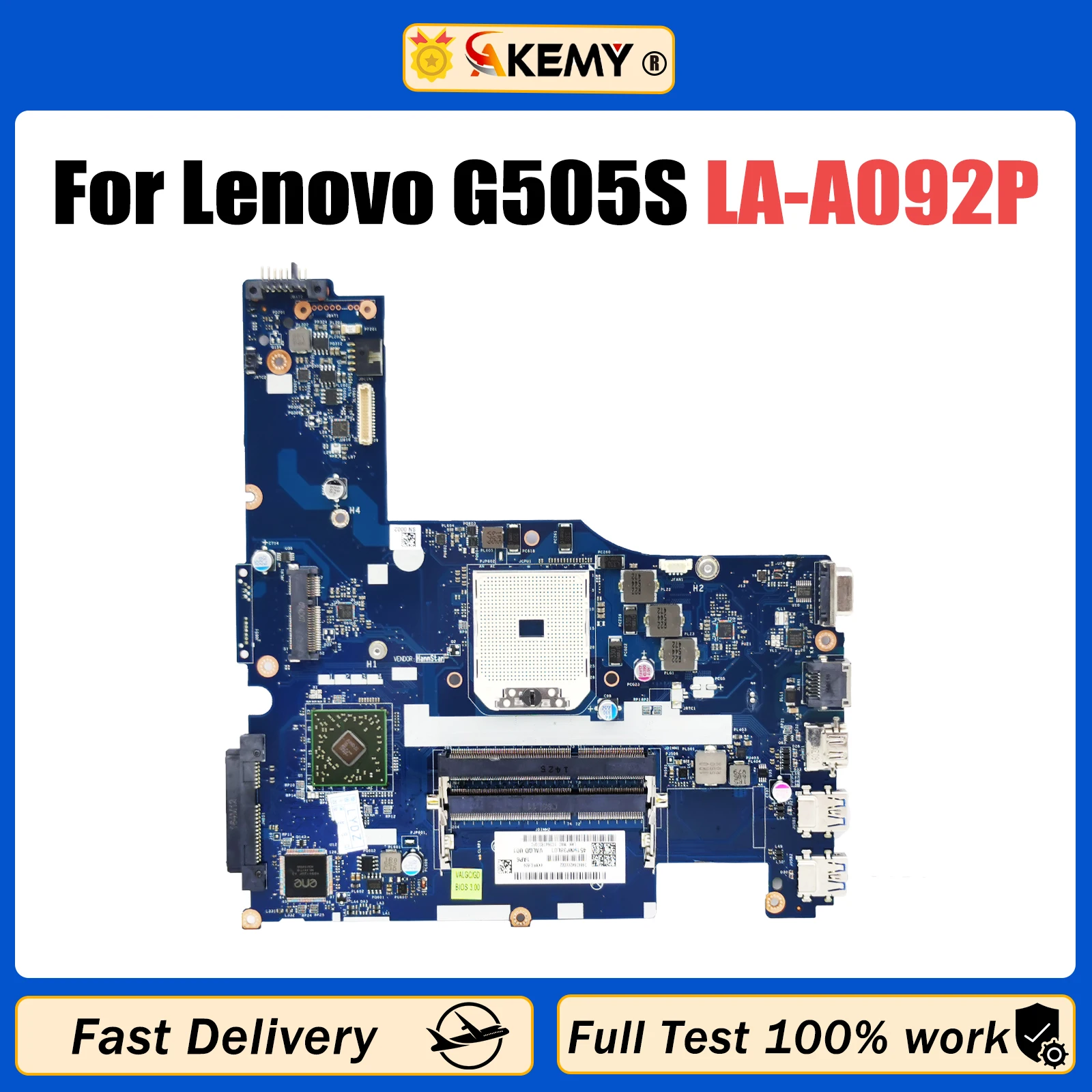 

Материнская плата AKEMY для ноутбука Lenovo G505S 11S90003237 90003237 VALGC GD LA-A092P DDR3 Протестирована ОК